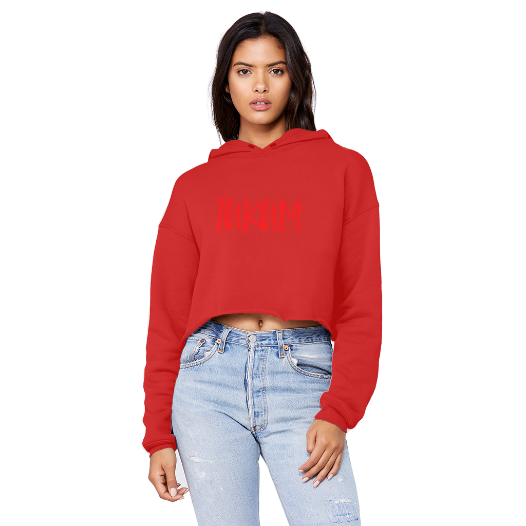 IAKAM Red Unisex Cropped Raw Edge Boyfriend Hoodie - IAKAM