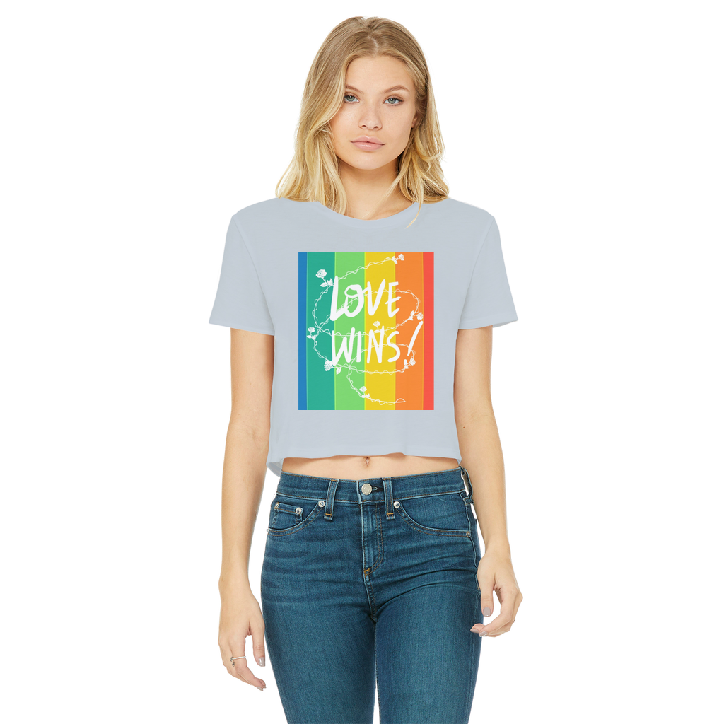 Love Wins Classic Women's Cropped Raw Edge T-Shirt - IAKAM