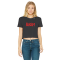 IAKAM Red Classic Women's Cropped Raw Edge T-Shirt - IAKAM