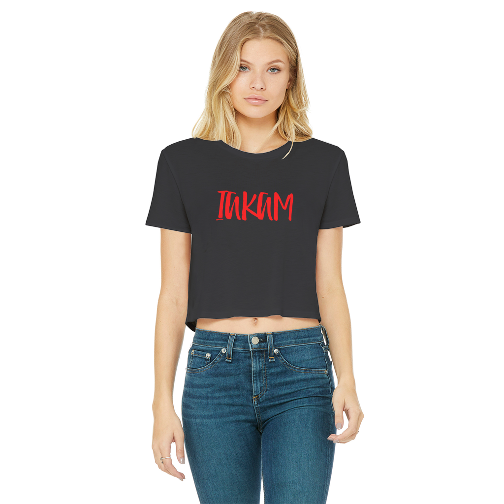 IAKAM Red Classic Women's Cropped Raw Edge T-Shirt - IAKAM