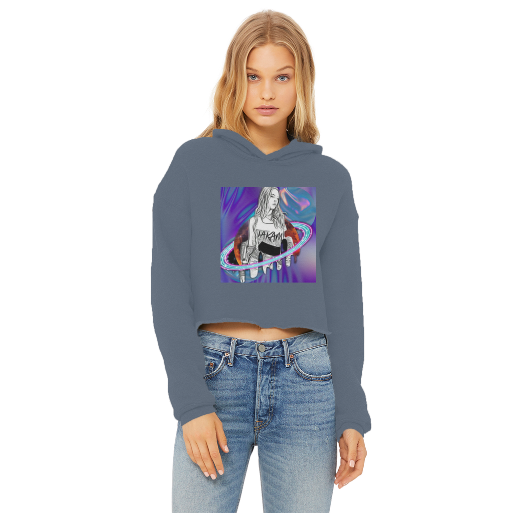Outerspace3 Ladies Cropped Raw Edge Hoodie - IAKAM