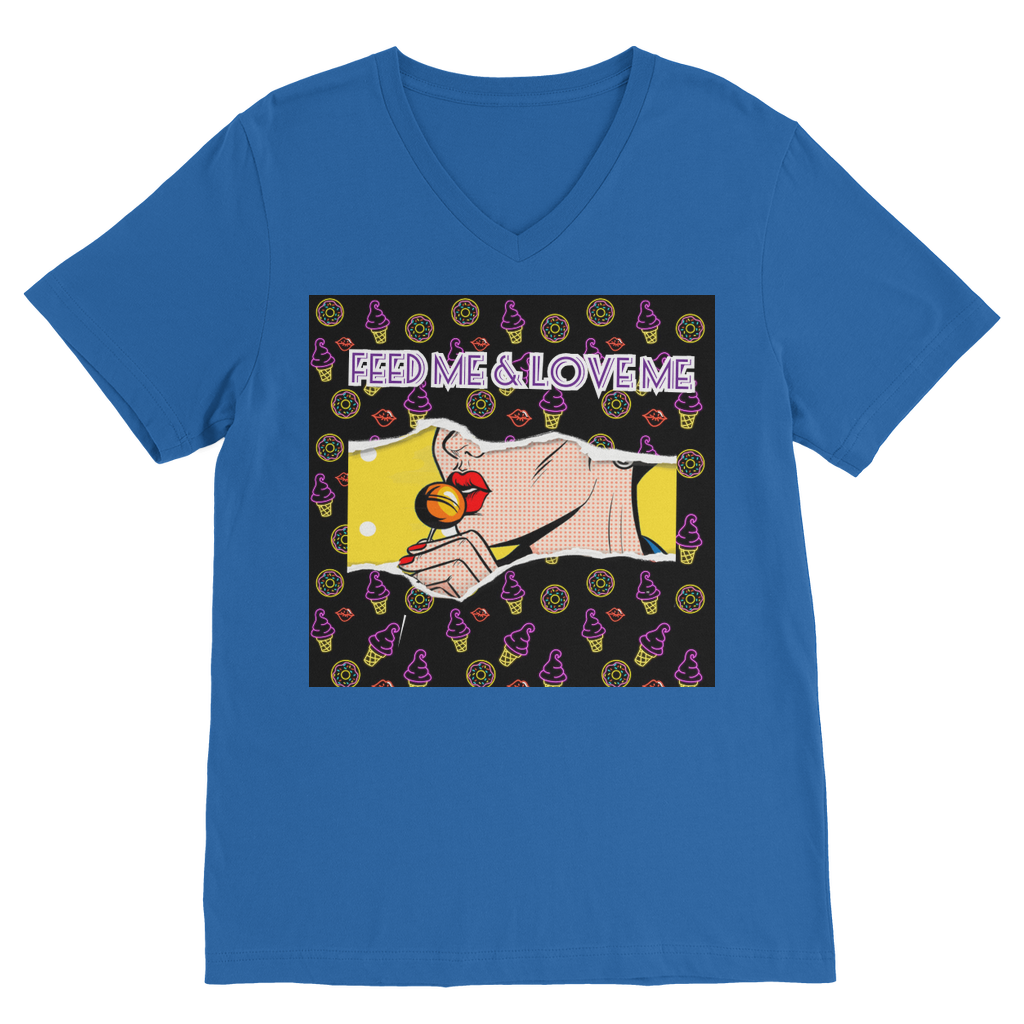 Feed Me Love Me Premium V-Neck T-Shirt - IAKAM
