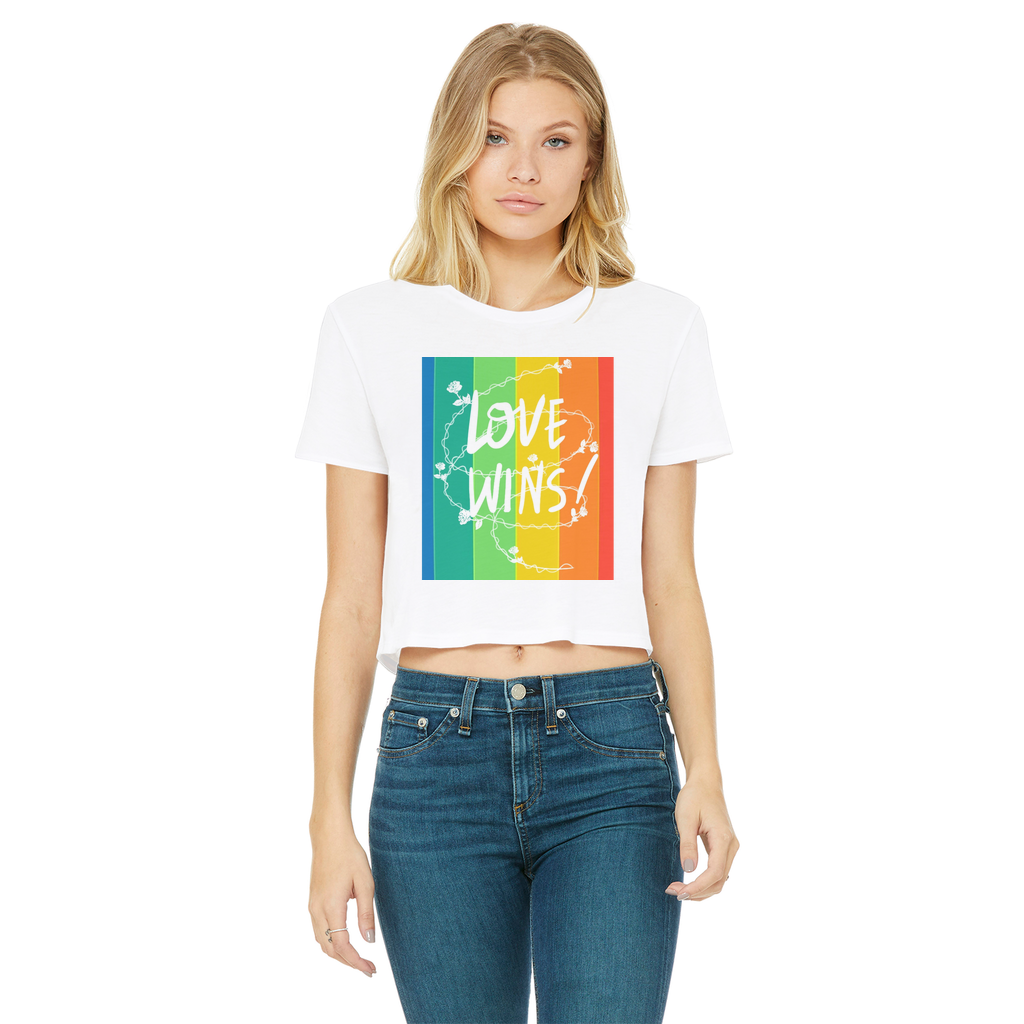 Love Wins Classic Women's Cropped Raw Edge T-Shirt - IAKAM