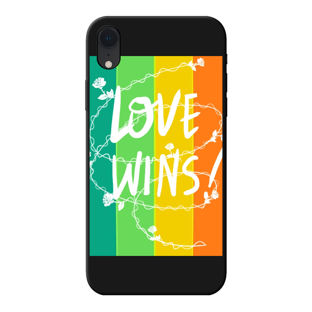 Love Wins Back Printed Black Soft Phone Case - IAKAM
