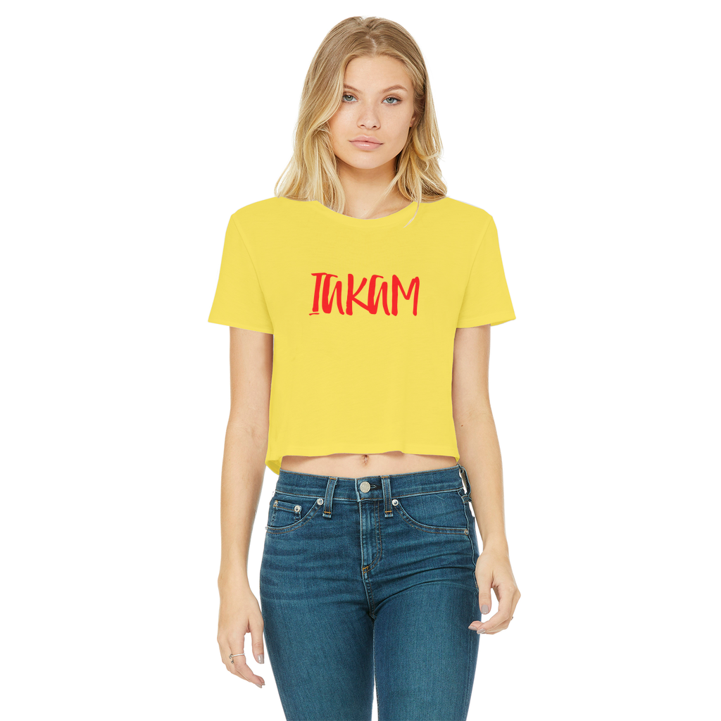 IAKAM Red Classic Women's Cropped Raw Edge T-Shirt - IAKAM