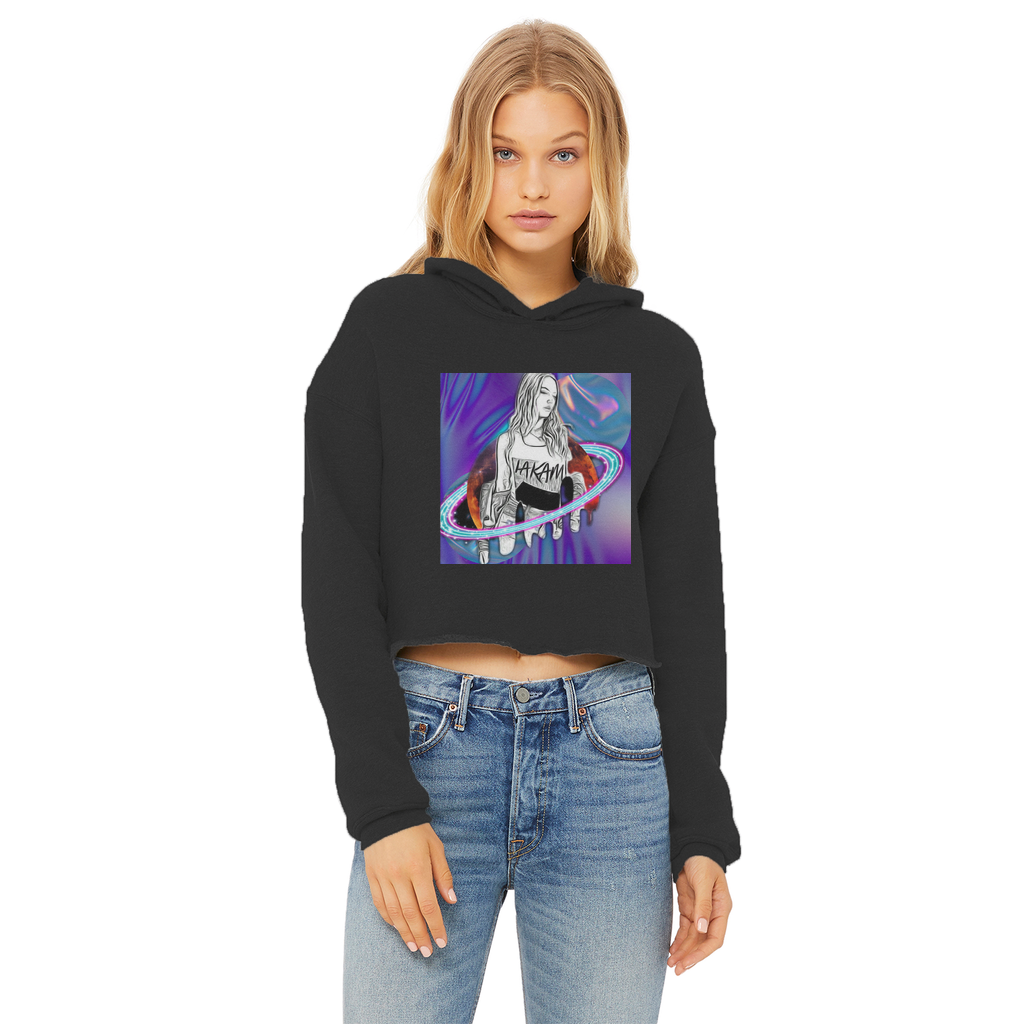 Outerspace3 Ladies Cropped Raw Edge Hoodie - IAKAM