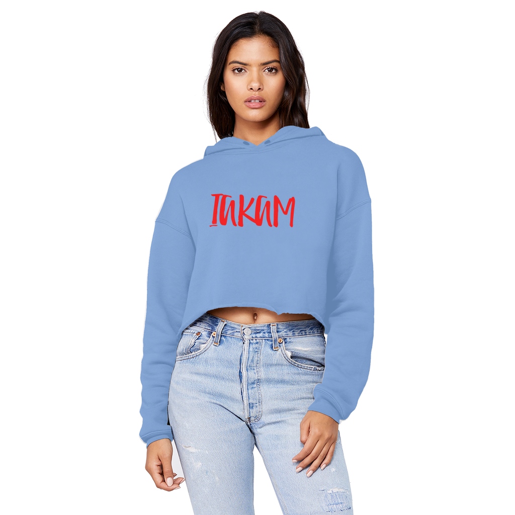 IAKAM Red Unisex Cropped Raw Edge Boyfriend Hoodie - IAKAM