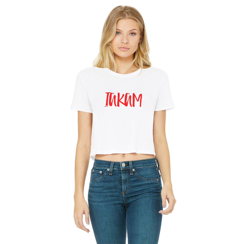 IAKAM Red Classic Women's Cropped Raw Edge T-Shirt - IAKAM