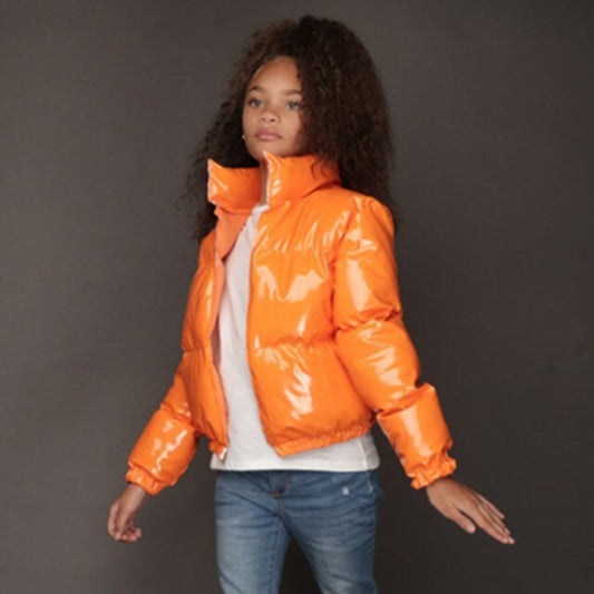 Warm Thick Kids Bubble Coat Solid Zipper Fly Crop  Autumn Winter Children Warm Puffer Jacket - IAKAM
